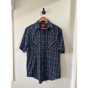 Vintage 1990s Ely Plains Western Stripe Pearl Snap Shirt M Short Sleeve 90s 80s